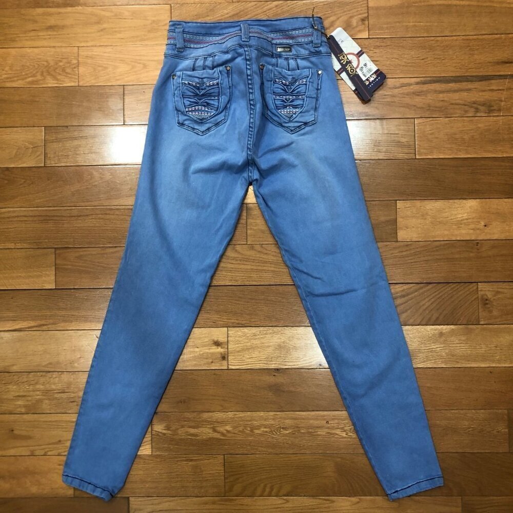 NWT Joss Star Hi Rise Columbian Style Skinny Distressed Embroidered Jeans Sz 11 - Picture 4 of 7